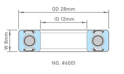 Rolamento de Aço Tripeak 6001 LLB | ABEC3 - 12x28x8MM