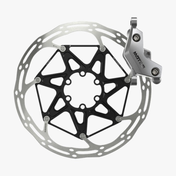Freio a Disco Hidráulico MTB SRAM Motive Ultimate A1 4 pistões 2000mm Diant/Tras. Prata escovado (Ambidestro)